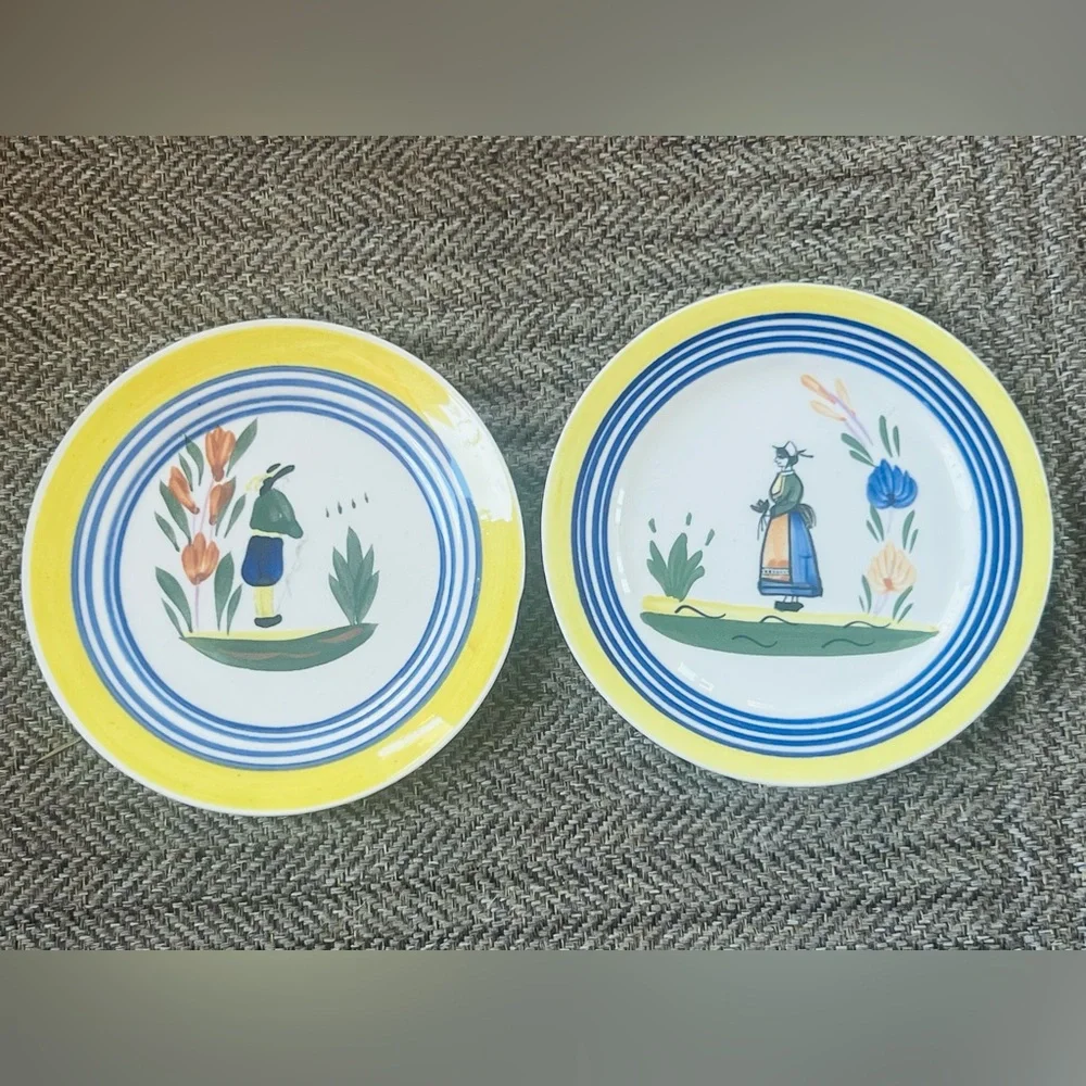 2 Blue Ridge Vintage Hand Painted Plates Lyonnaise French Peasant